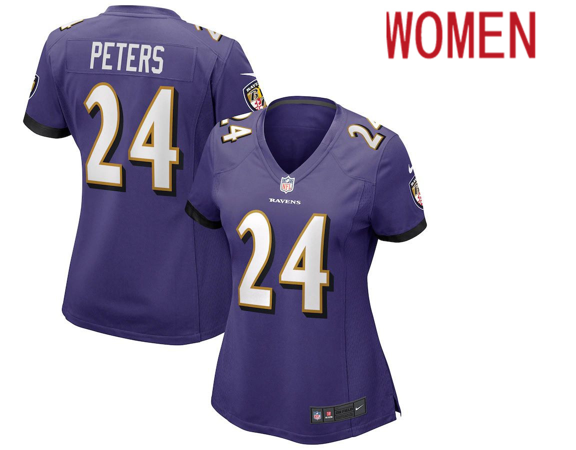 Women Baltimore Ravens #24 Marcus Peters Nike Purple Game NFL Jersey